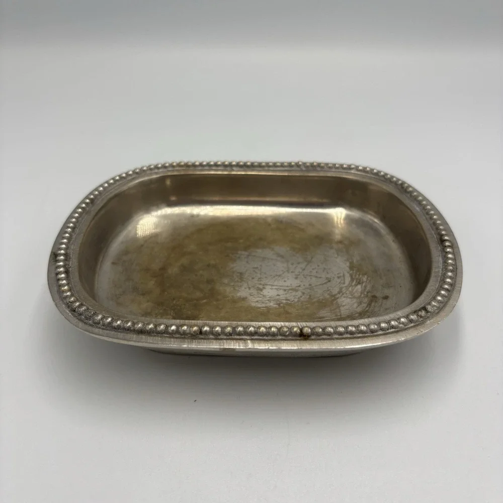 Vintage Silver Plated Brass Rectangular Tray Candy Dish Trinket Tray Soap Dish